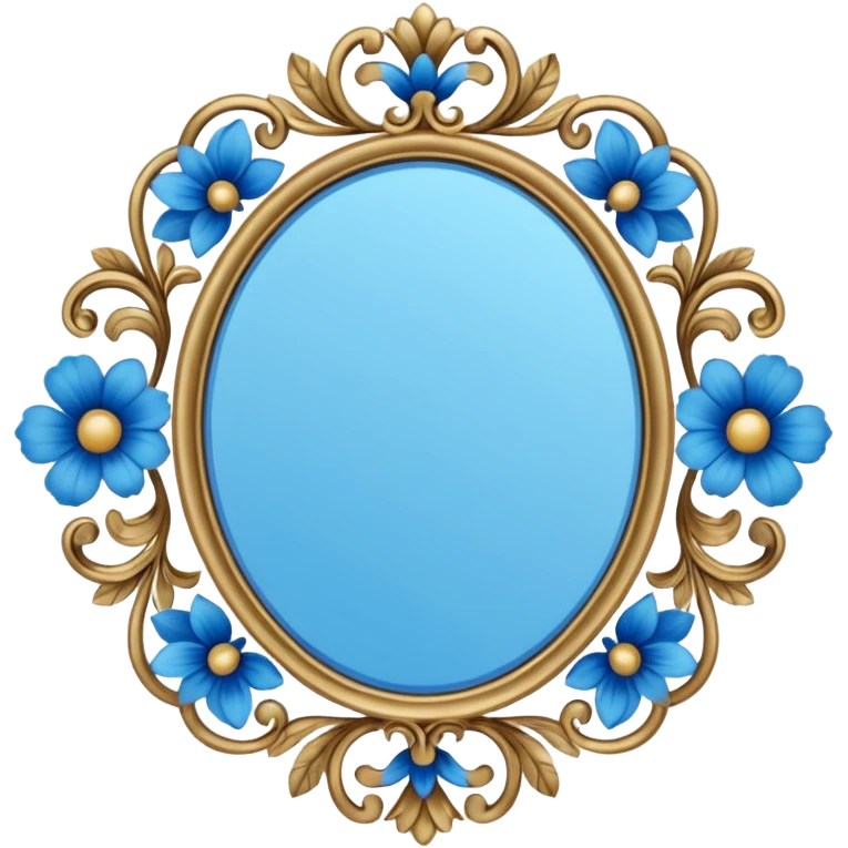 Blue floral mirror  emoji