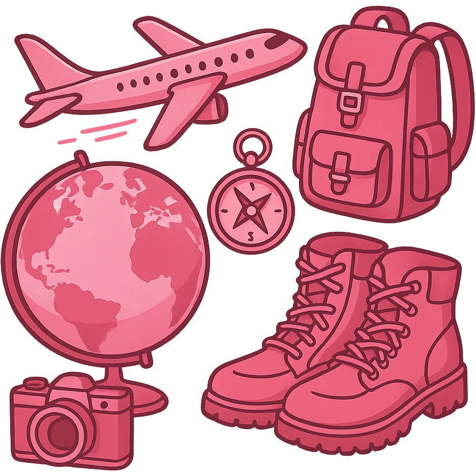 pink travel theme, adventurous and vibrant, no background emoji