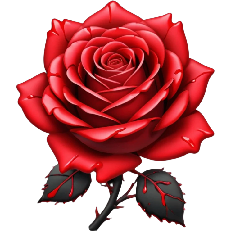 A pitch black aesthetic rose with blood splattered onto it  emoji
