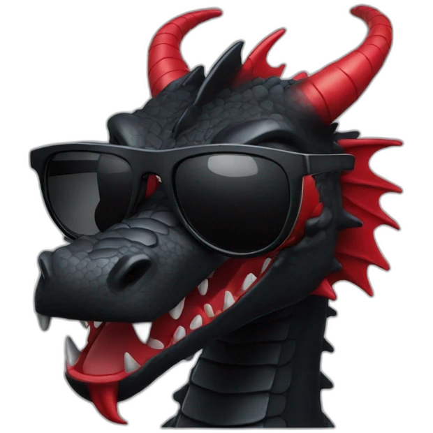Black red dragon with sunglasses emoji