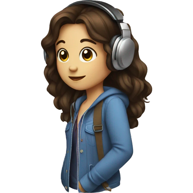 Girl listening to music  brunette  emoji