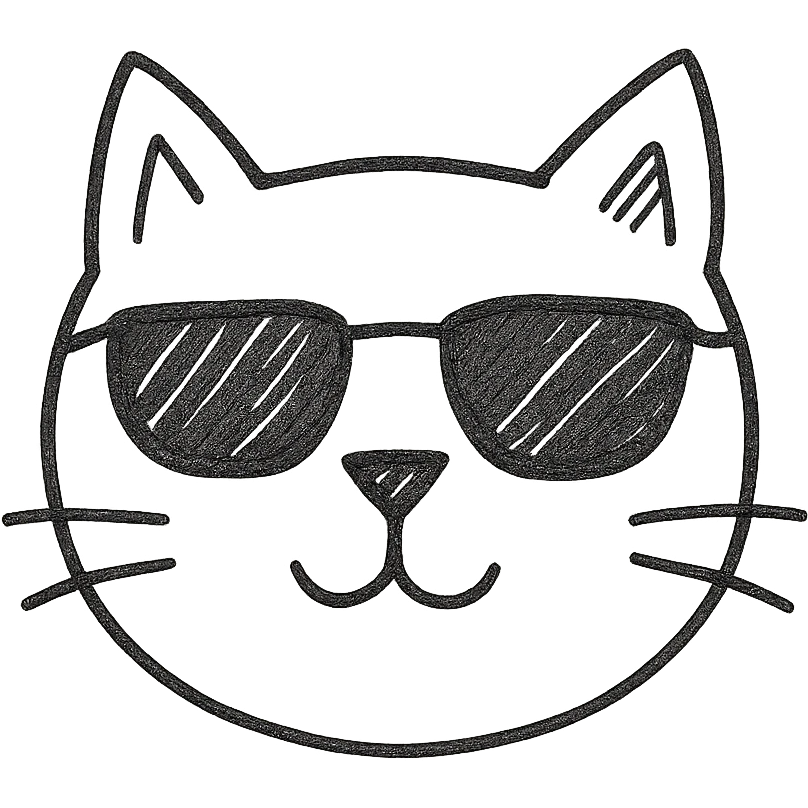 cat wearing sunglasses hand drawn outlined icon emoji