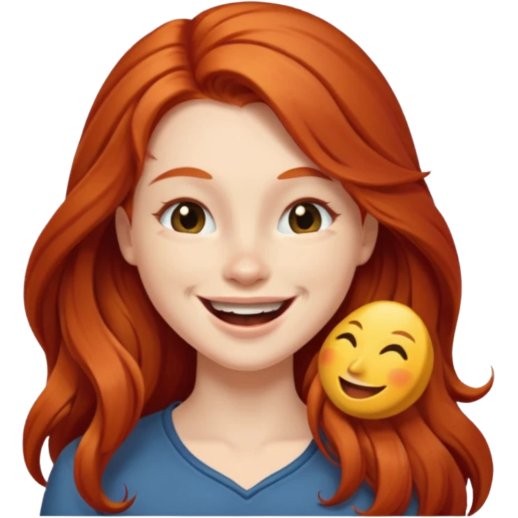 Excited long haired redhead winking emoji