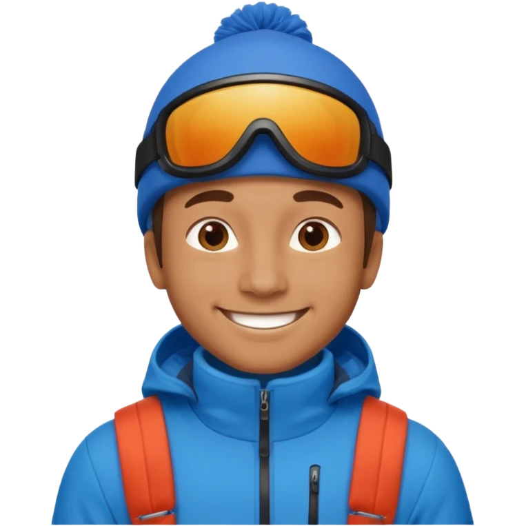 man skiing, blue outfit, smiling emoji