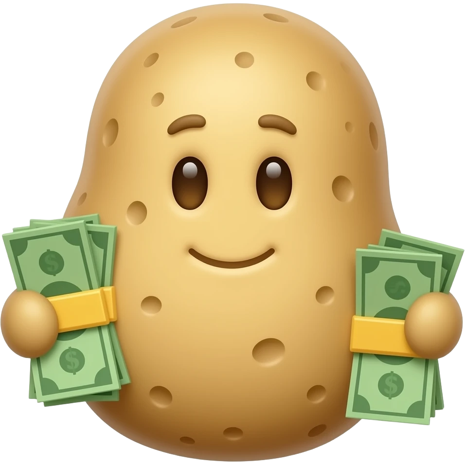Potato holding money emoji