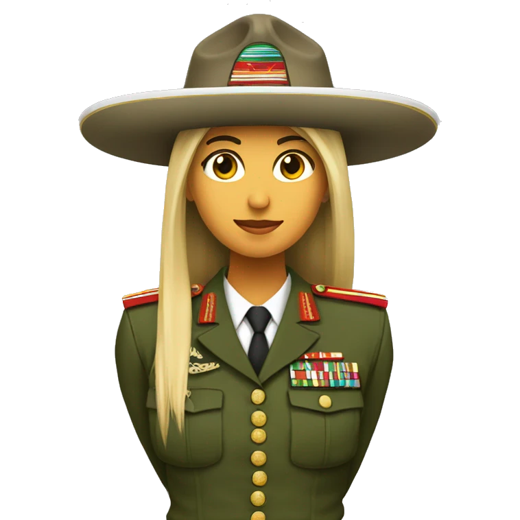 Female marine with long straight hair in a marine uniform wearing a mexican sombrero emoji