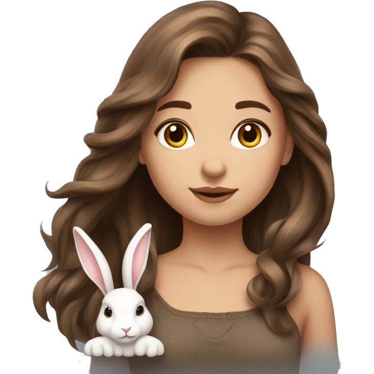 Tatarka beautiful girl long brown hair and bunny  emoji