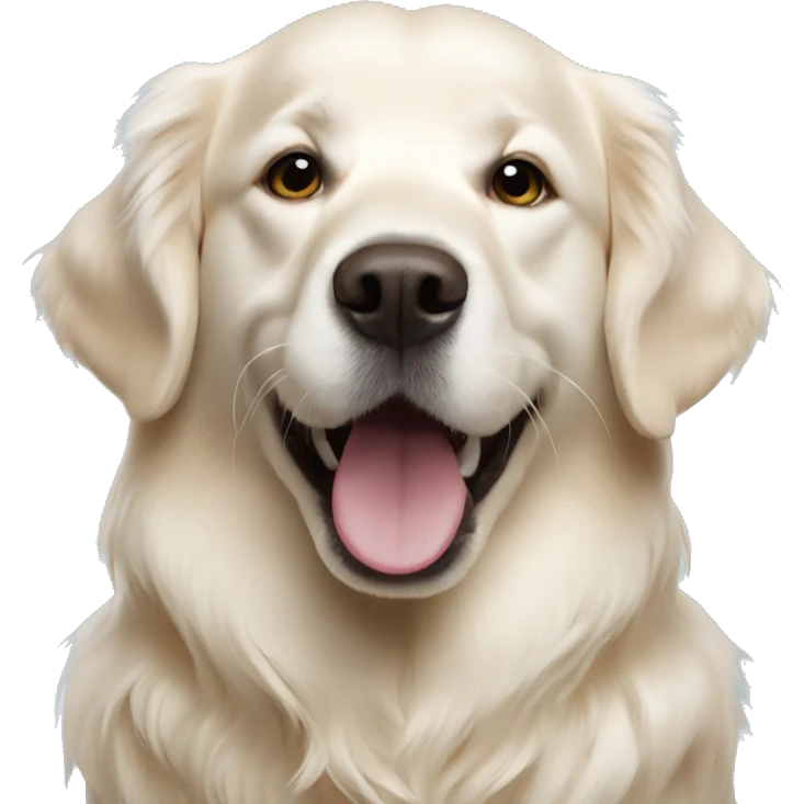 white golden retriever on his birthday emoji