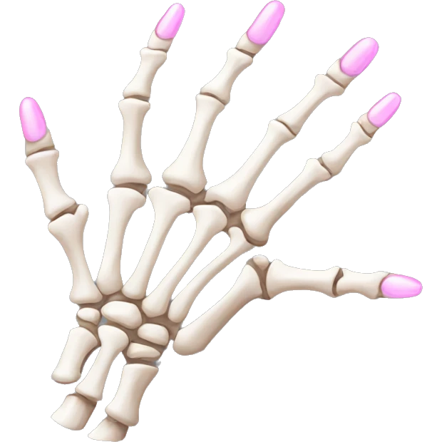 skeleton hand with long pink nails emoji