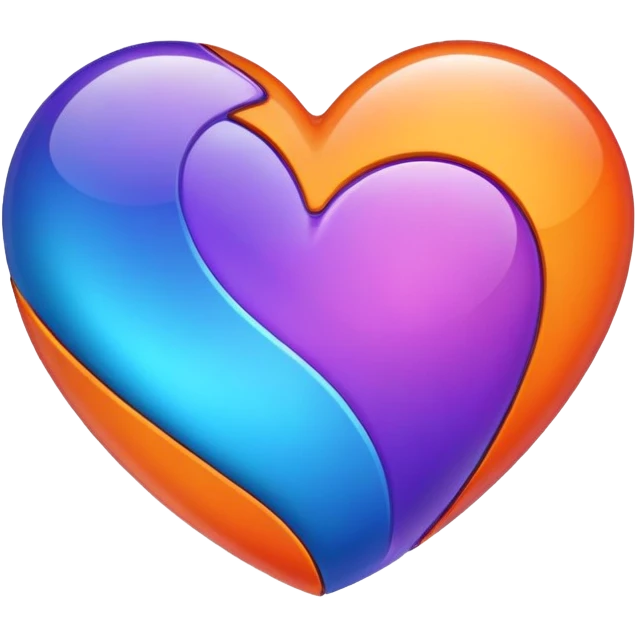 Heart with the colours blue purple orange  emoji