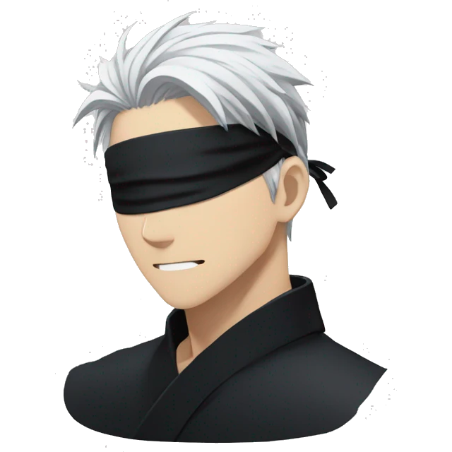 gojo satoru with white hair and black blindfold in jujutsu kaisen emoji