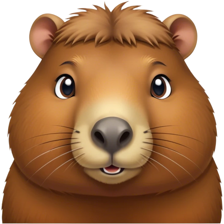 Cinematic Cute Capybara Portrait Emoji, Head tilted playfully and inquisitively, with a delightfully fluffy, rounded form and a distinctively endearing capybara face marked by a short snout and petite ears, accented by luxuriously soft fur in warm earthy tones and bright, sparkling eyes full of charm; rendered with intricate, realistic detail and natural highlights, high shine, affectionate and lively, styled with a touch of whimsical cuteness, soft glowing outline, capturing the essence of a mischievous yet loving capybara that seems poised to tumble playfully into your arms! emoji