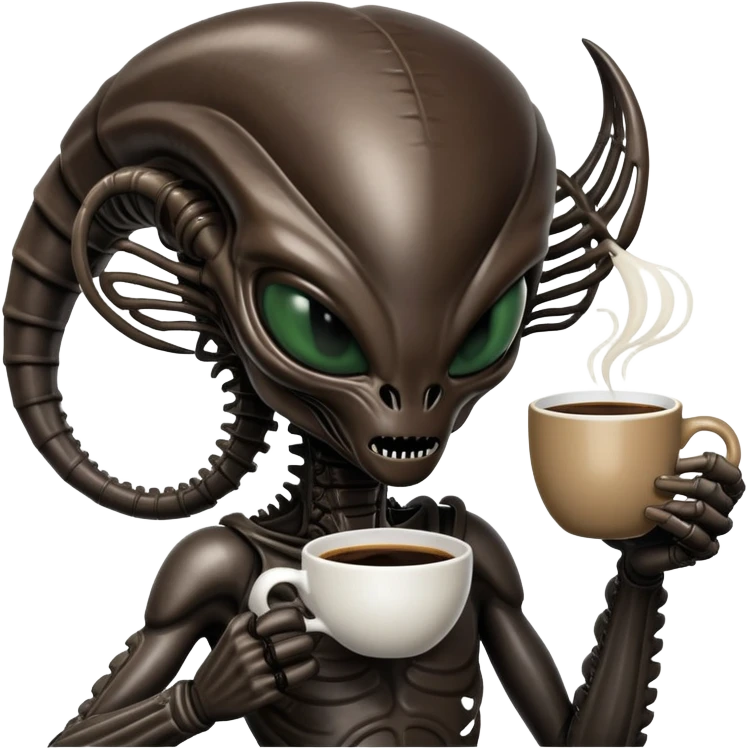 xenomorph alien drinking coffee emoji
