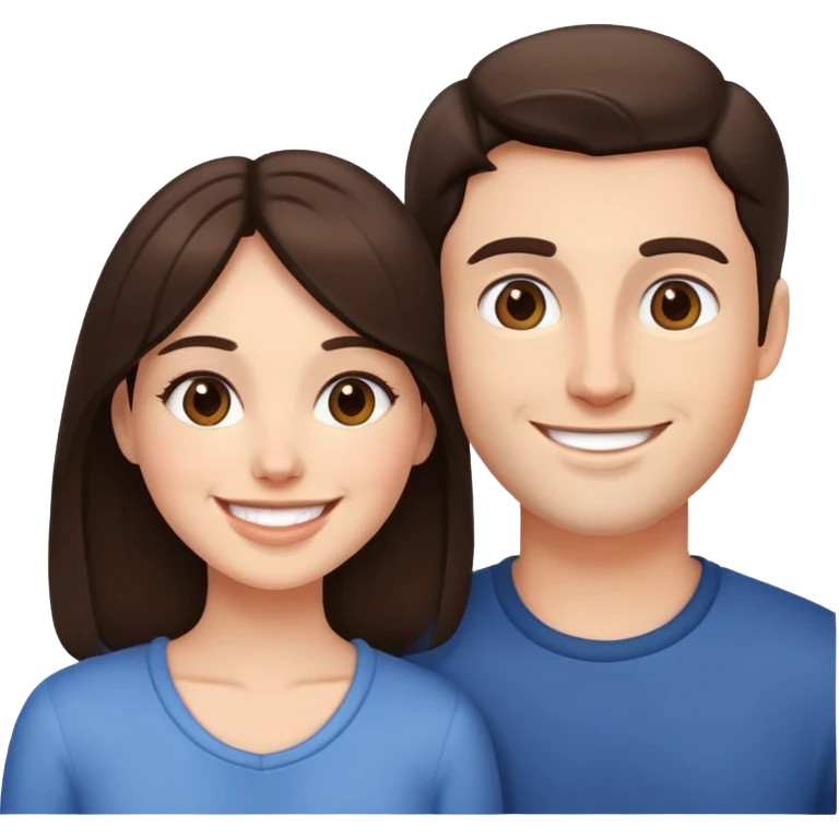 Brunette couple smiling emoji