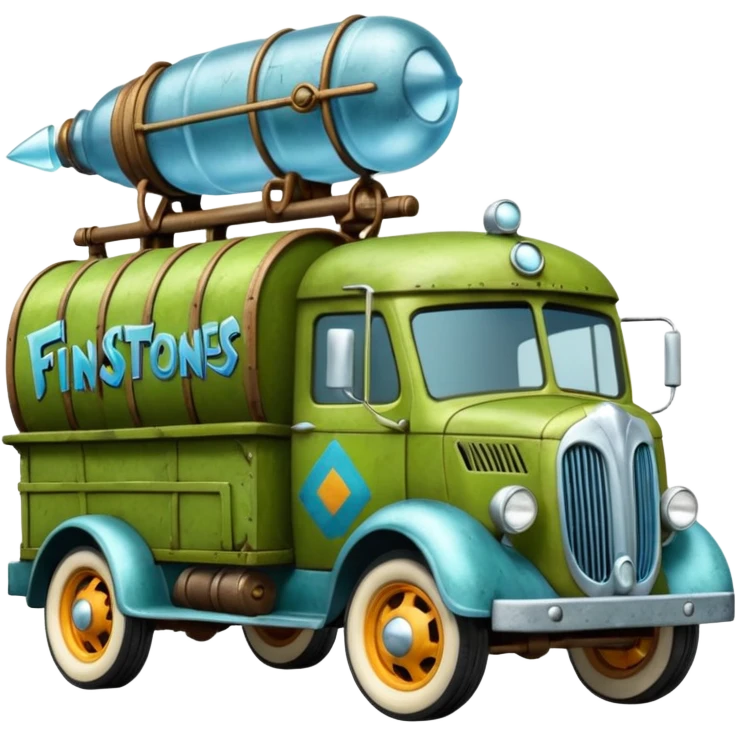 The Flintstones Mr. Freeze’s shiny frozen Scooby Doo 1918 Lightning Bug busters exterminators antique long wheelbase moving truck  emoji