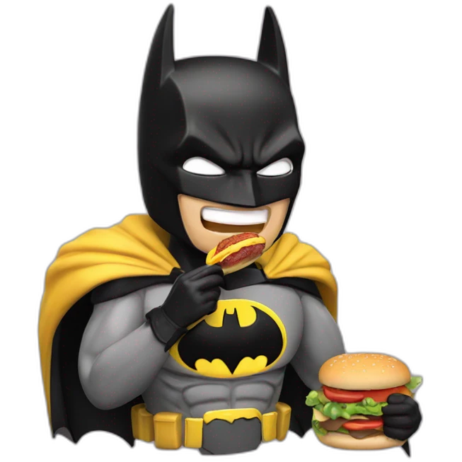 Batman eating hamburger emoji