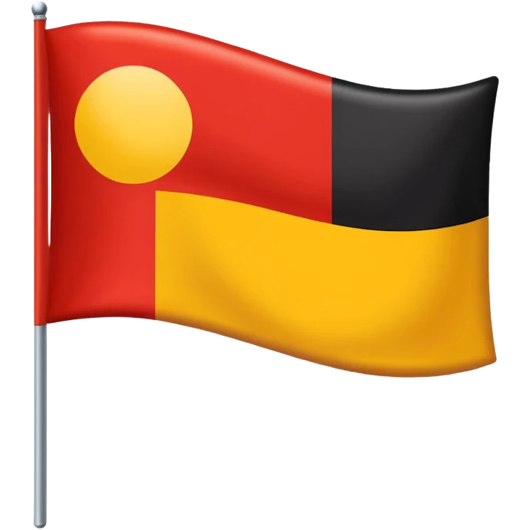 a rectangular flag with the top half solid black and the bottom half solid red with a medium-sized yellow circle in the middle overlapping both colours emoji