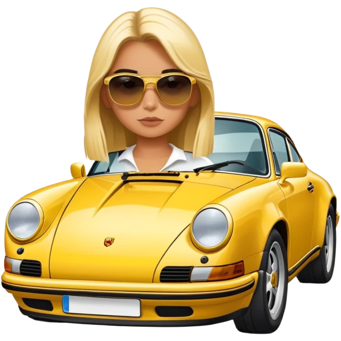 Yellow Porsche 911 992 with girls emoji