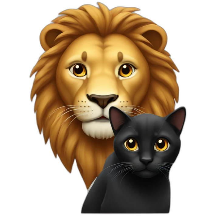 Lion with black cat emoji