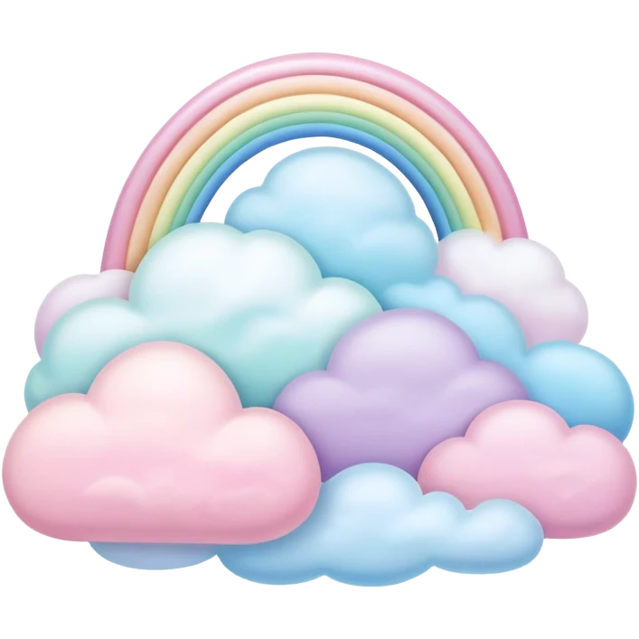 Pastel Easter rainbow puffy ladscape emoji