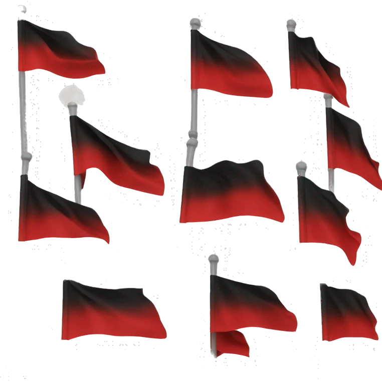 Black and red flag with a sun in the middle emoji