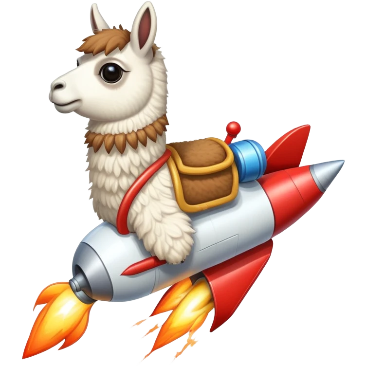 a llama riding a rocket emoji