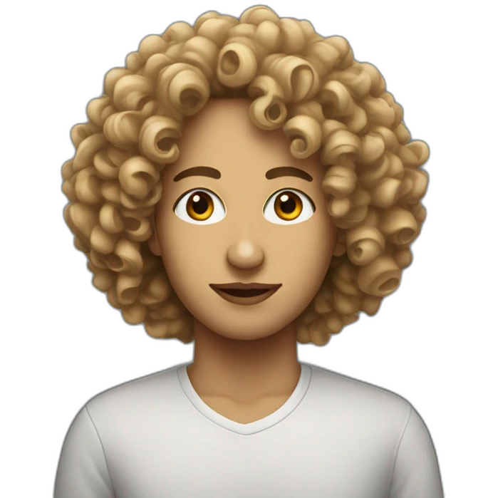 Musical artist with curly hair ana white face  emoji
