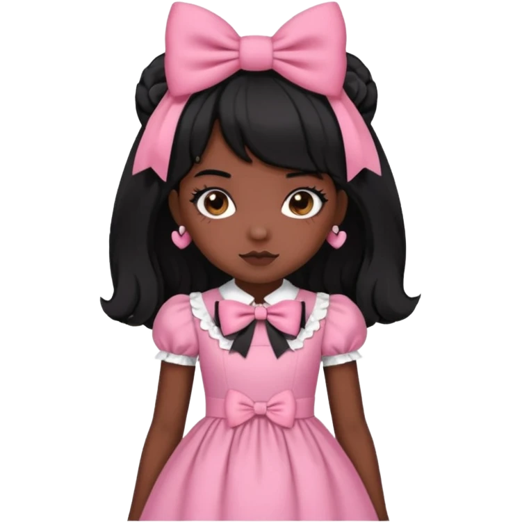 Pink dark skin Lolita with black hair emoji