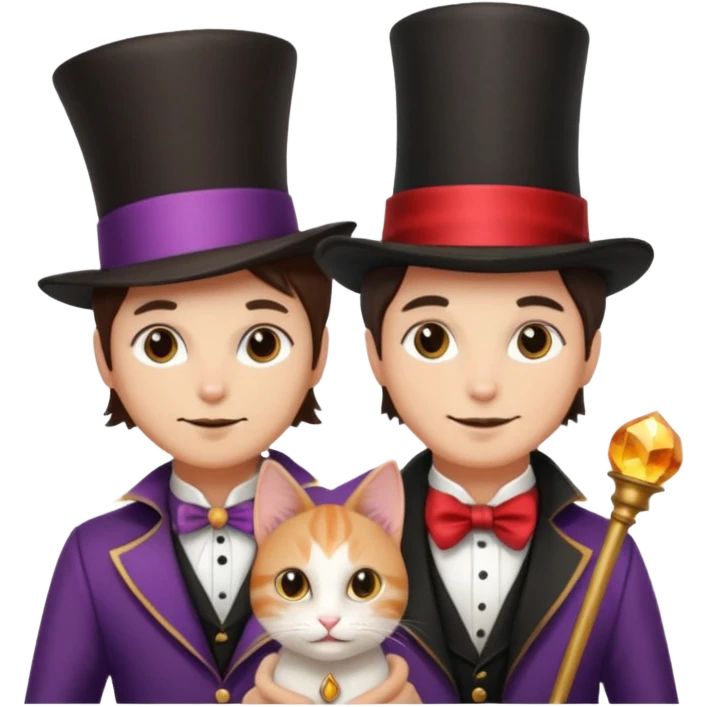 magician couple and their pet cat emoji