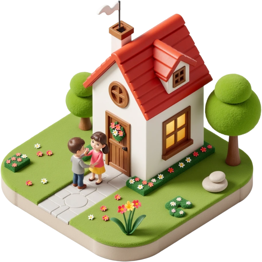 palace house with a family and pet emoji