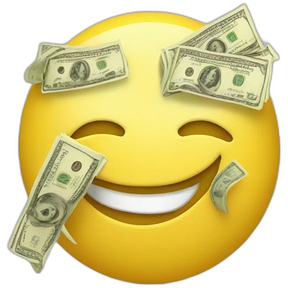 Yellow smile with money behind eyes emoji