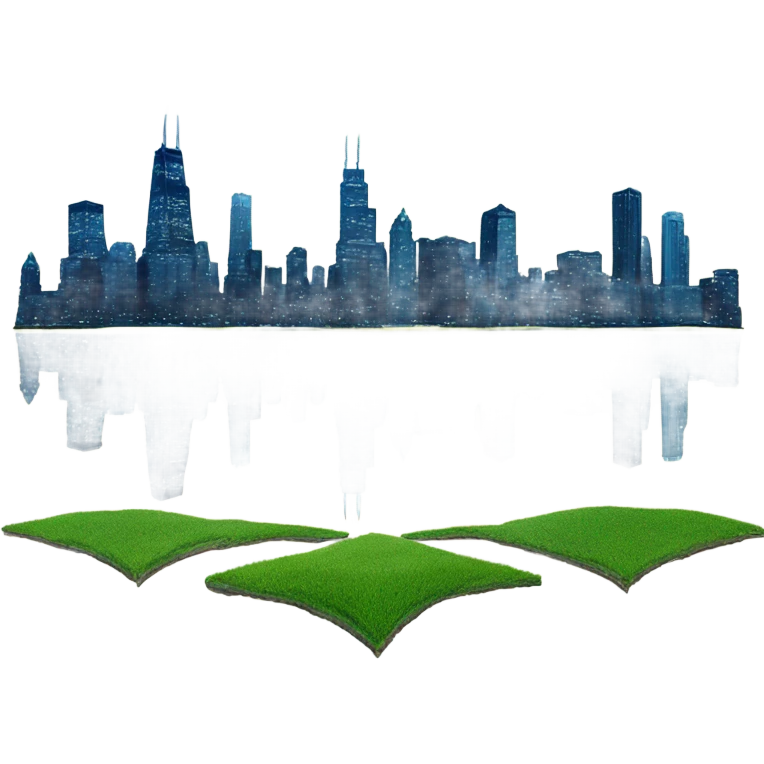 chicago Skyline with on grass and water emoji