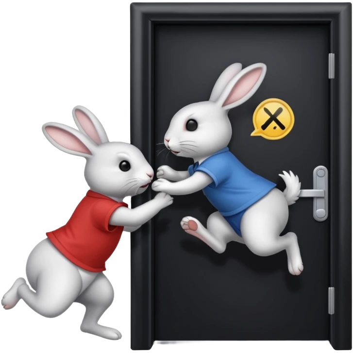 I want the alliance leader to kick me out of the alliance and close the door, so that they both look like rabbits.استیکرش با متن کیبورد باشه emoji