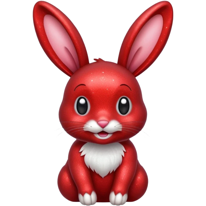 red glitter rabbit Happy  emoji