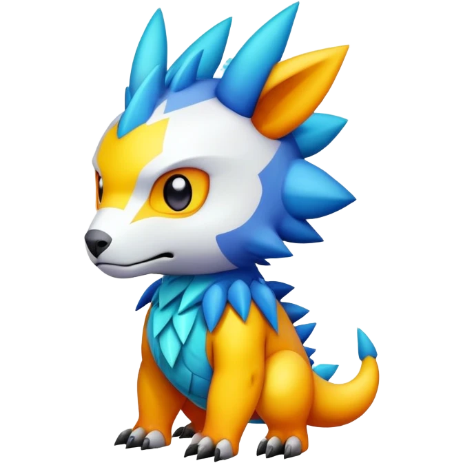 cute colorful kawaii cool edgy Digimon-Fakemon-animal full body emoji