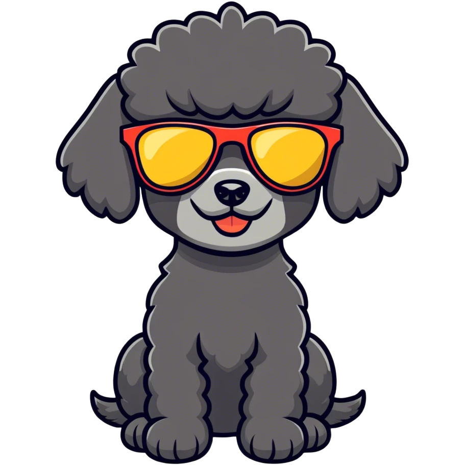 Black poodle with sunglasses  angry emoji