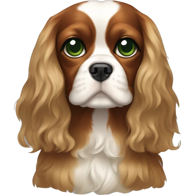 King Charles spaniel with light skin girl with long hair and dark green eyes  emoji