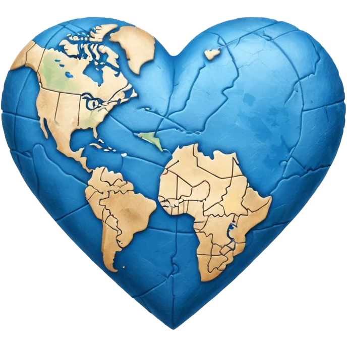 blue heart with a map emoji