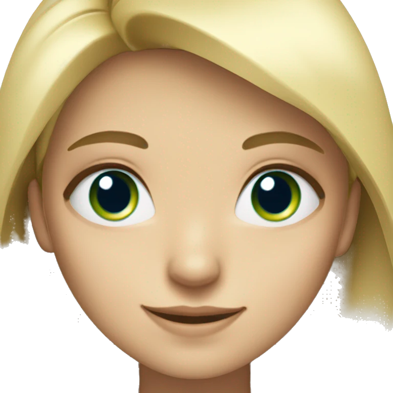 Blonde girl with blue and green eyes smiling  emoji