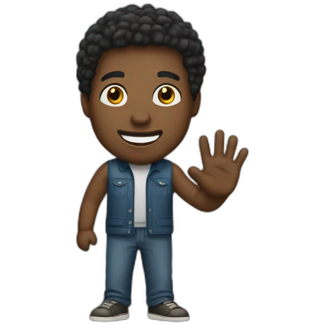 A black man waving emoji