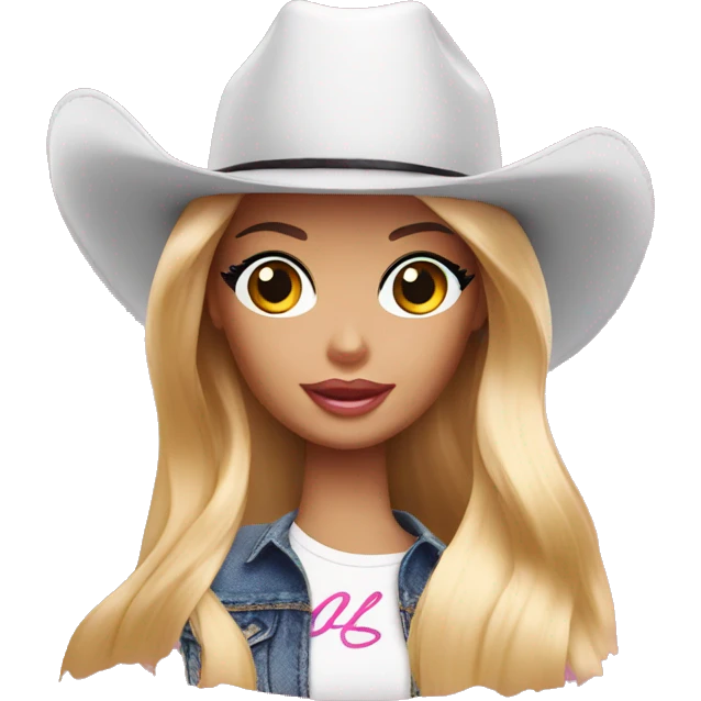 Barbie with a black cowboy hat hidden her face emoji