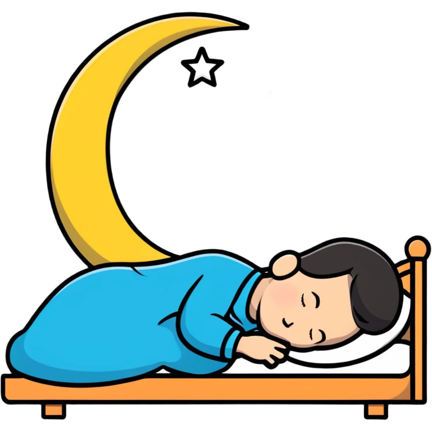 boy sleeping with ZZZ symbols floating above him with stars and crescent moon emoji
