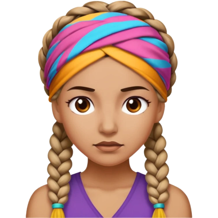 big lose braided woman face wiith big visible braids and headband on head emoji