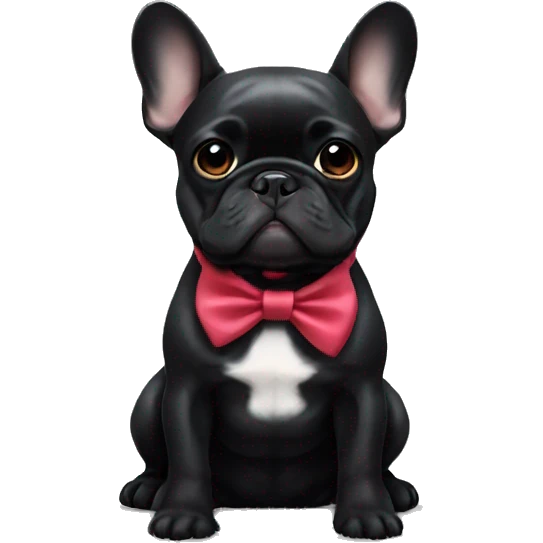 All Black french bulldog with bow emoji