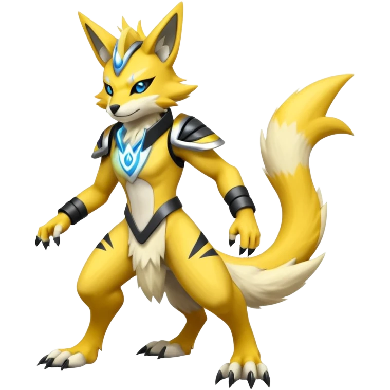 Modern futuristic Lombax-Zeraora-Renamon-fusion (full body) emoji