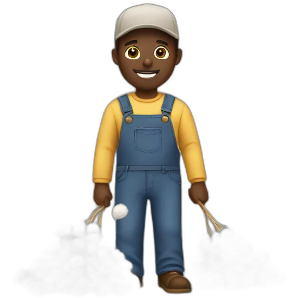 black guy collecting cotton emoji