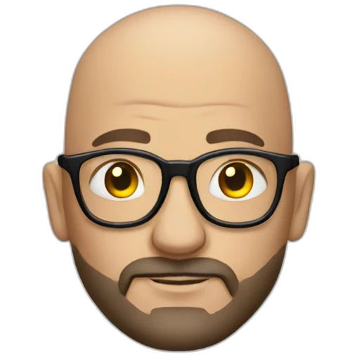 Tattooed bald man with beard and glasses emoji