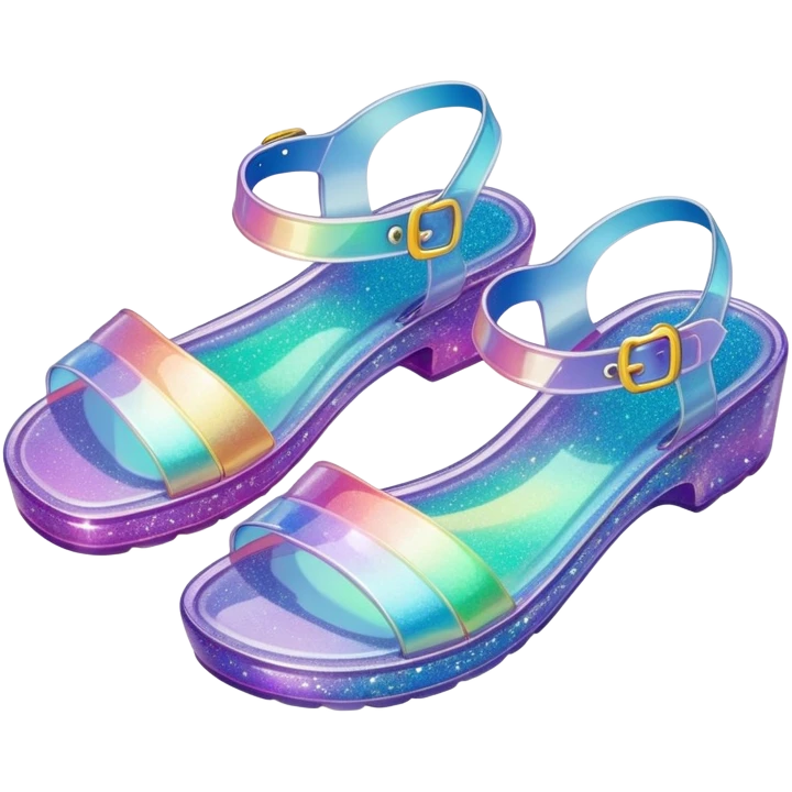 90’s glitter jelly sandals emoji