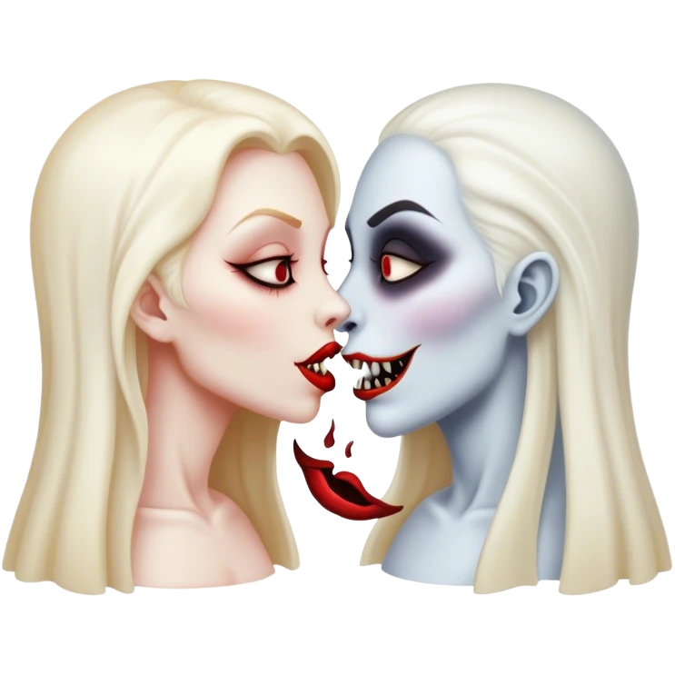 Ghost kissing Mae vampire emoji