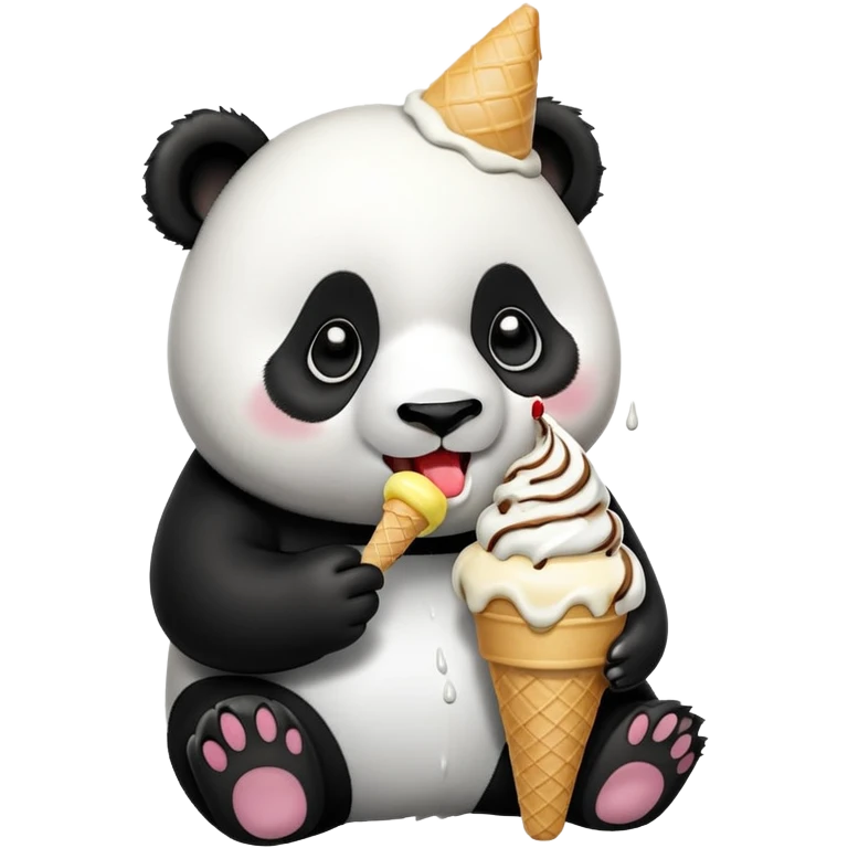Panda eating ice cream emoji